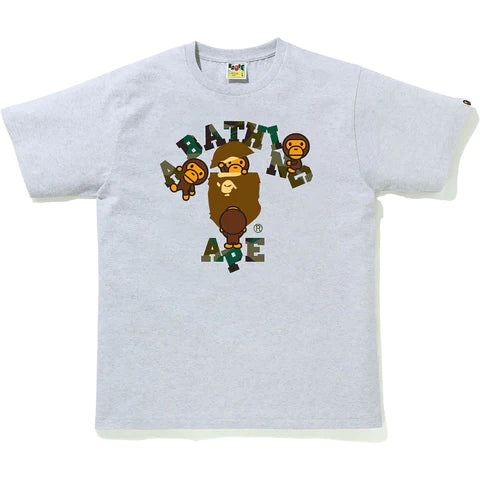BAPE 1ST CAMO COLLEGE MILO TEE MENS - Gray x Green - AUTHENTIC -NEW WITH TAGS
