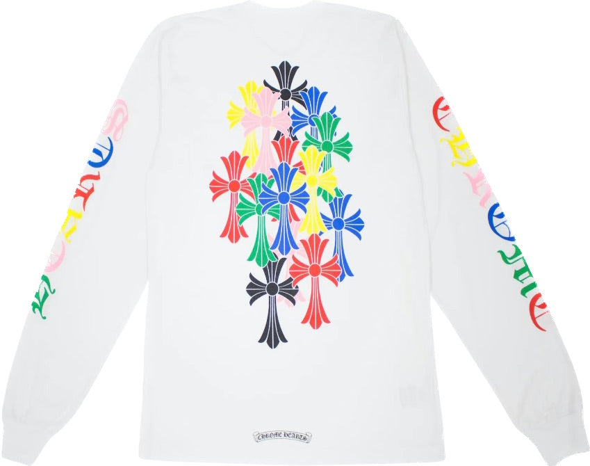 Chrome Hearts Multi Color Cross Back L/S Tee - AUTHENTIC -NEW WITH TAGS