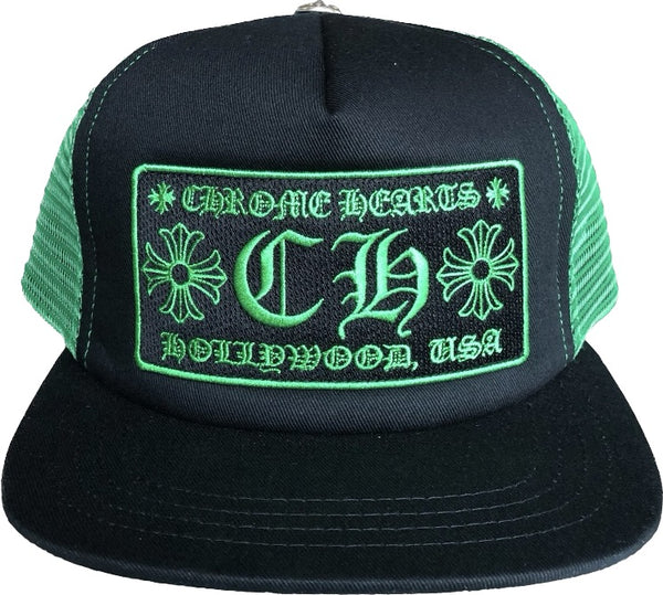 CHROME HEARTS  CH GREEN TRUCKER HAT - AUTHENTIC -NEW WITH TAGS